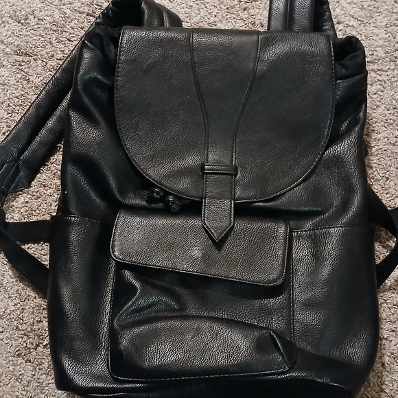 Black Leather Backpack - Picture 3 of 8